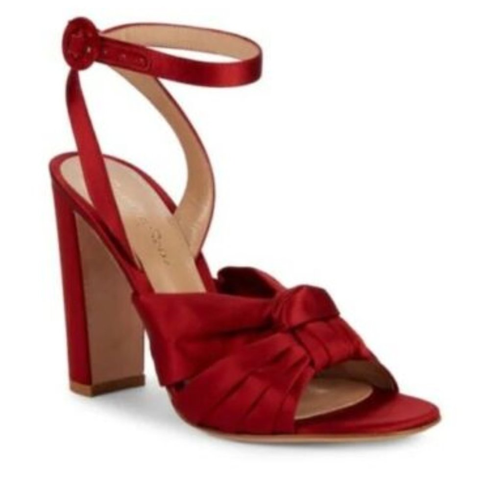 Gianvito Rossi Loren Satin Block Heel Sandal Red Size 37
